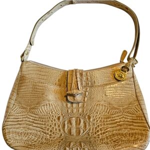Brahmin Croc Embossed Melbourne Collection Purse Brahmin Shoulder Bag Cream EUC
